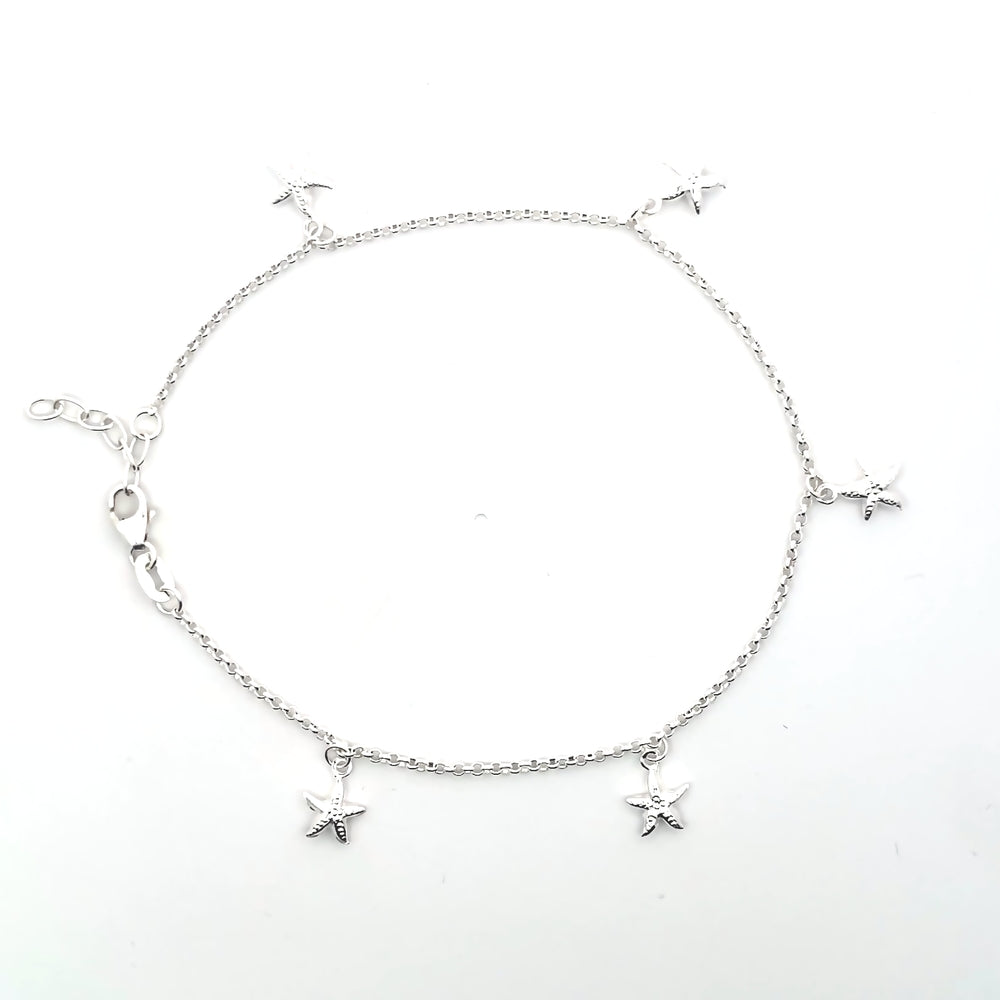 Fußkettchen aus 925er Silber mit Sternanhängern – Verspielter Glanz